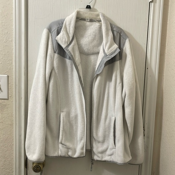 off white and grey sweater jacket Size 2x zipper front - Picture 1 of 7
